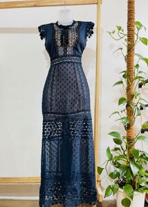 Navy Lace Detail Maxi Dress