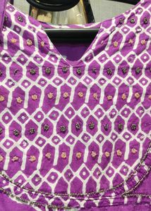 Purple Kurta with pant and duppata