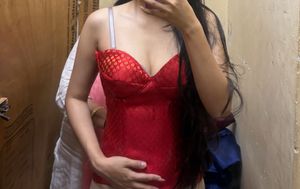 Red lace up  Brocade corset with boning