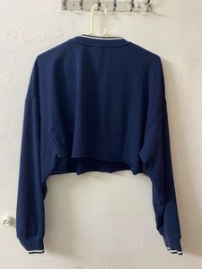 H&amp;M Navy Cropped "A" Letter Sweatshirt