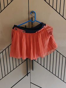 Cute Coral Pleated Skirt