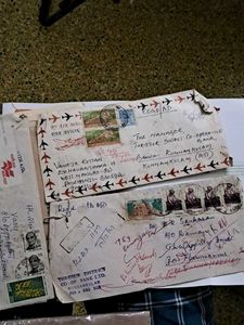 3 VINTAGE INDIAN ENVELOPES WITH STAMPS