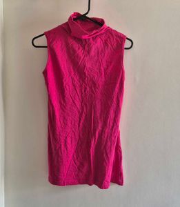 Sleeveless Pink Turtleneck Top