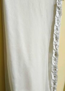 Elegant White Dupatta with Tassel Border