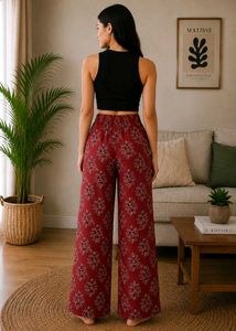 Rust cotton palazzo pants