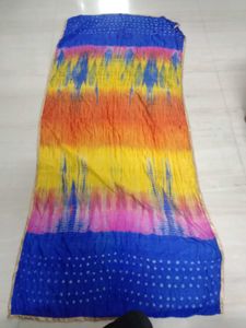 Royal Blue Bandhani Dupatta with Golden Border
