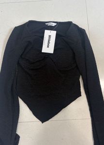 Littlebox Chic Black Textured Long Sleeve Top