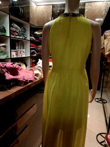 Yellow Beaded Halter Dress