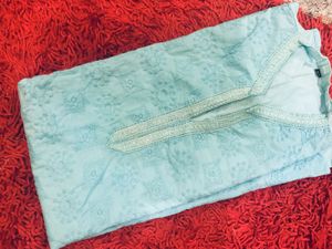 Aqua Blue Chikankari Kurti