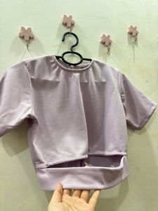 Lavender cut out crop top with back zip