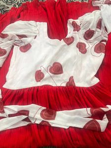 Red &amp; White Heart Print Dress