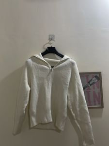 Cozy White Half-Zip Sweater