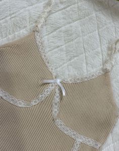 Cute Beige Cami Top with Lace Trim