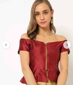 Off shoulder Elegant Red Silk Blouse