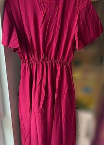 Burgundy Printed Dress 👗