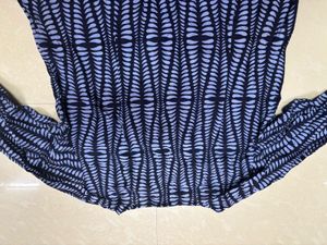 Contemporary Abstract Print Long-Sleeve Top