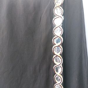 Brand New Dark Brown Dupatta With Mirror Lace