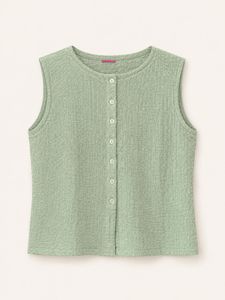 Light Green Textured Sleeveless shirt (size-M)