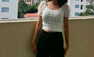 White Knit Crop Top
