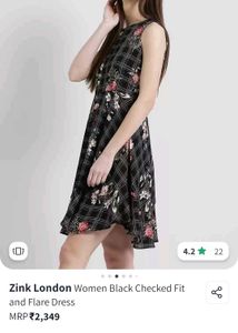 Zink London Women Black Checked Dress