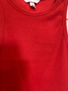 Red Ribbed Crop Tank Top