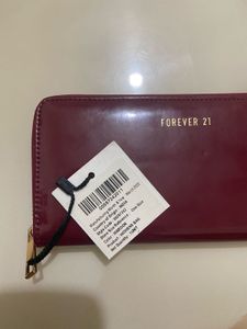 FOREVER 21 Women Maroon &amp; Gold-Toned Zip Detail PU