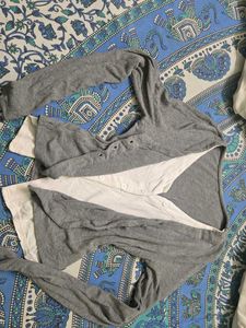 y2k open up Grey Button-Up Cardigan