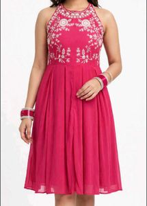 Beautiful Pink Embroidered Ethnic Gown