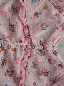 Pink Floral Sheer Puff Sleeve Top
