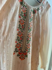 Elegant Peach Embroidered Kurta