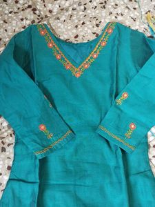 Green Embroidered Kurta