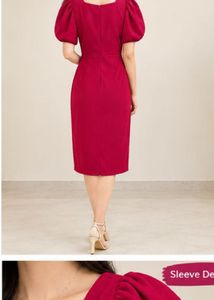 Elegant Puff Sleeve Wrap Dress