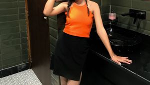 Vibrant Orange Scalloped Crop Top