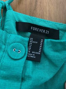 Green Button-Up Mini Dress with Tying back