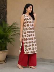 Women's Printed Sleeveless Kurta