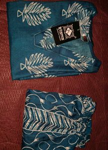 New Teal Kurta Set with Leaf Print