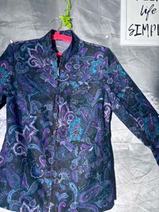 Paisley Print Zipper Jacket