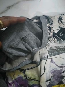 Artistic Floral Print Grey Top