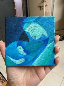 Abstract Mother and Child Painting (4x4 in)