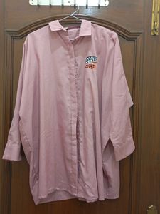 Pink Oversized Collared Shirt