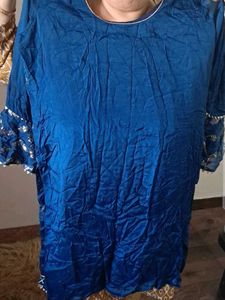 Blue Sequined Set with Bell Sleeves