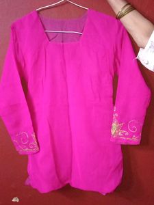 Vibrant Pink Embroidered Ethnic Skirt