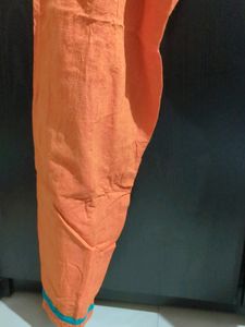 Orange Pure Cotton Pants With Nice Blue Border
