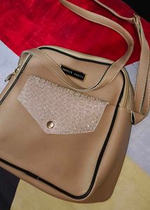 Charles & Keith Gold Glitter Shoulder Bag