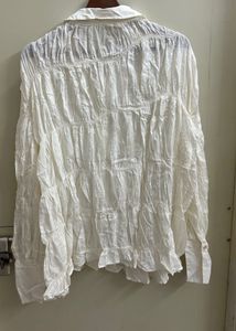 Crinkled White Button-Down Shirt(Brand new )
