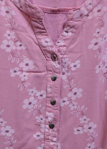 Pink Floral Print Top kurti