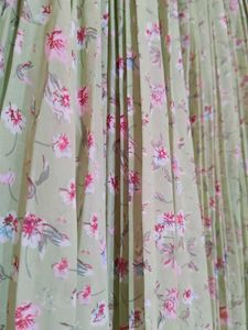 Light Green Floral Pleated Skirt