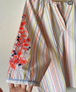 Striped Embroidered Tunic Top