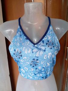 Blue Floral Bikini Top