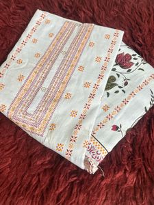 White Embroidered Dress Material